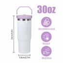 30 oz Sublimation Tumbler with Colored Handle Lid – Stainless Steel, Insulated Blank for Custom Printing