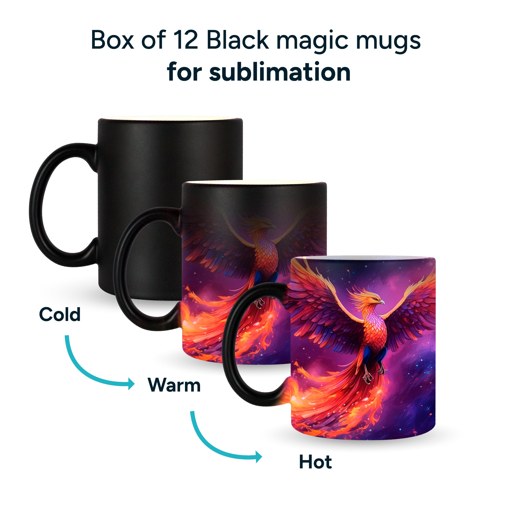 Black magic mug for sublimation 11 oz - By Box of 12 and 36