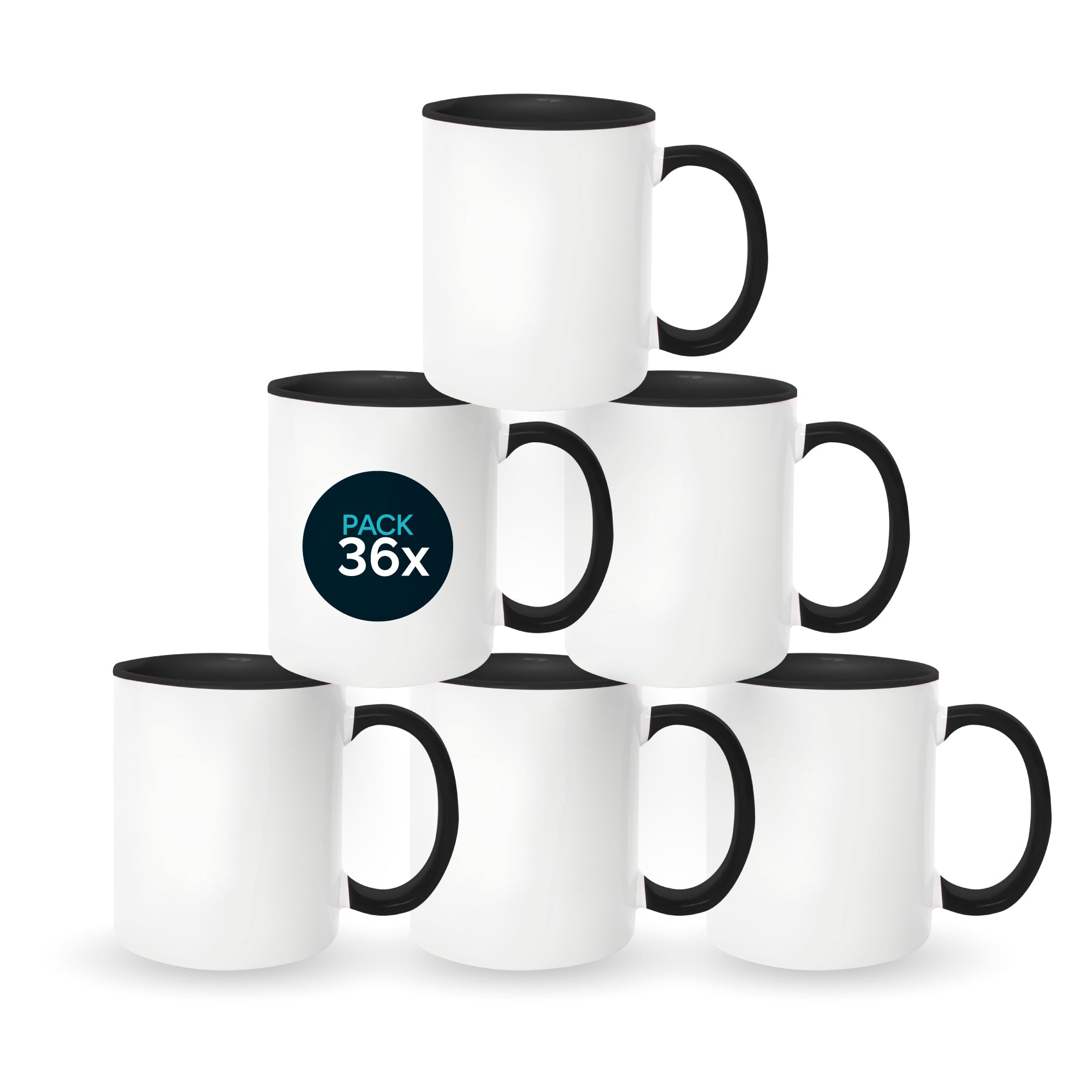 Black mugs inside and on handles for sublimation 11 oz (box of 12 and 36 units)