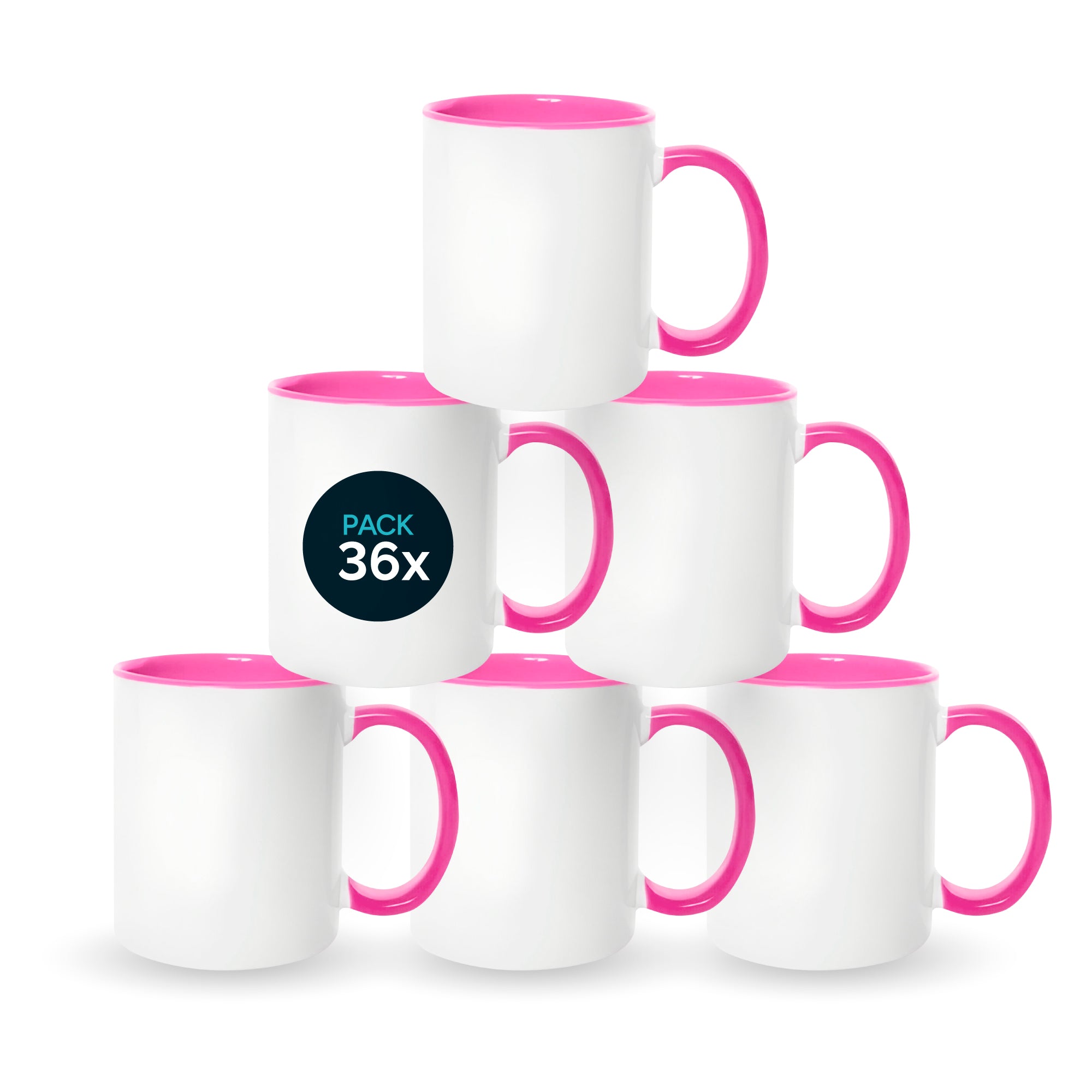 Pink mugs inside and on handles for sublimation 11 oz (box of 12 and 36 units)