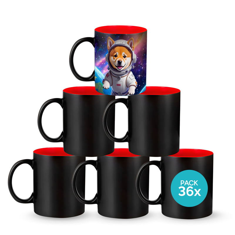 Black magic mugs red-color inside for sublimation 11 oz (box of 12 and 36 units)