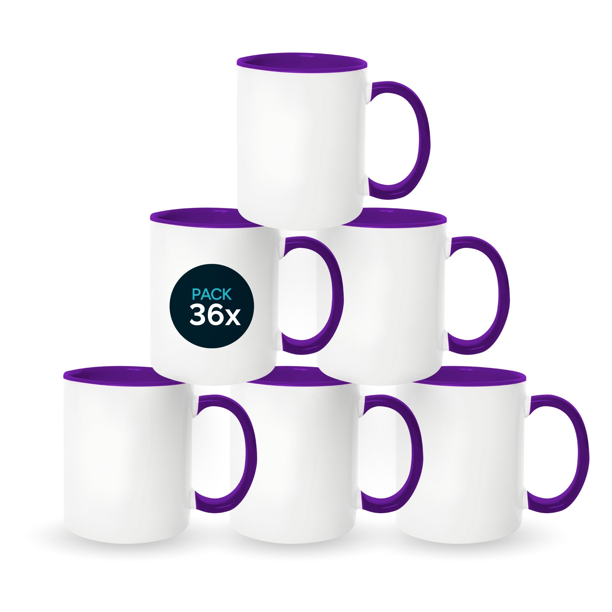 Purple mugs inside and on handles for sublimation 11 oz (box of 12 and 36 units)