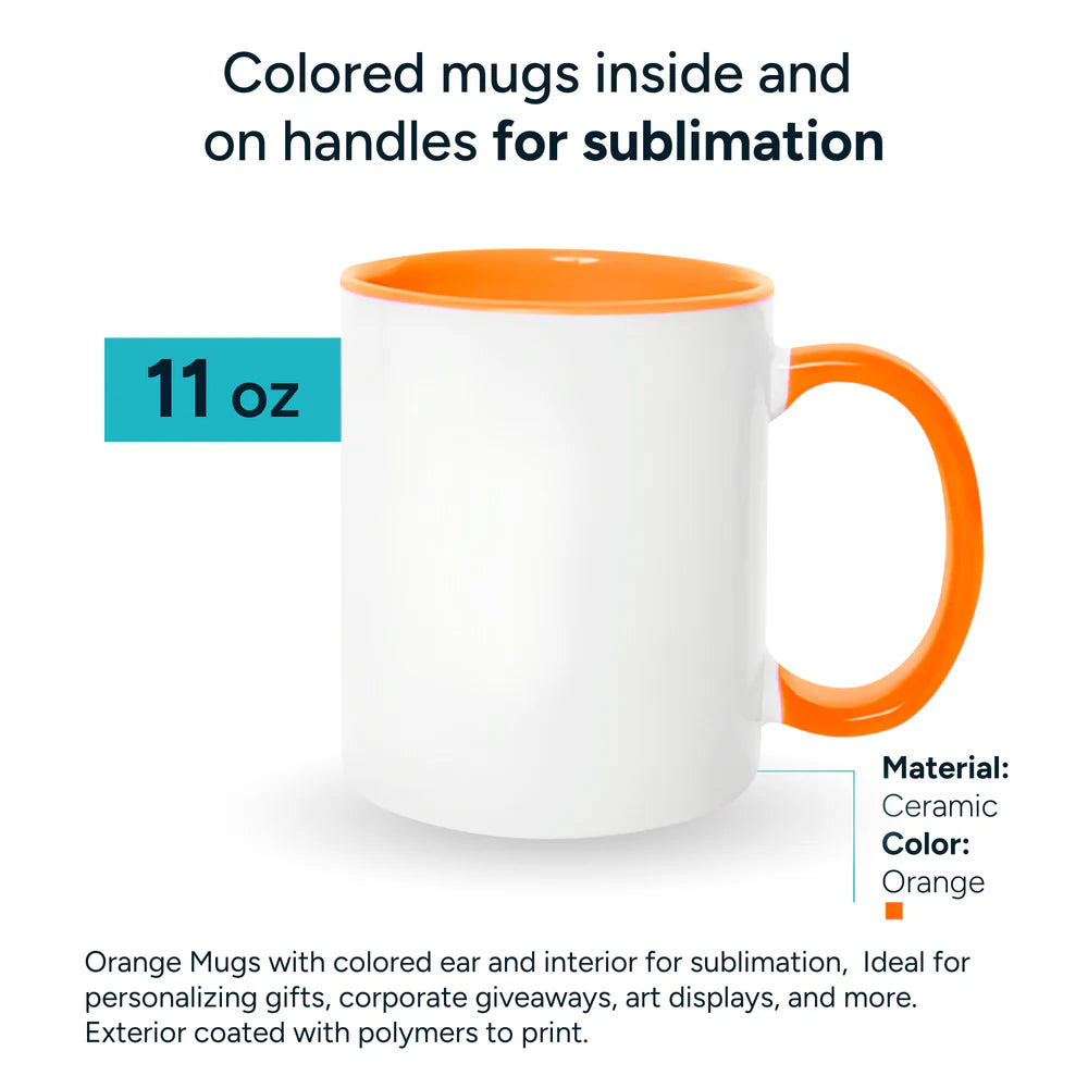 Colored inside and on handles for sublimation 11 oz
