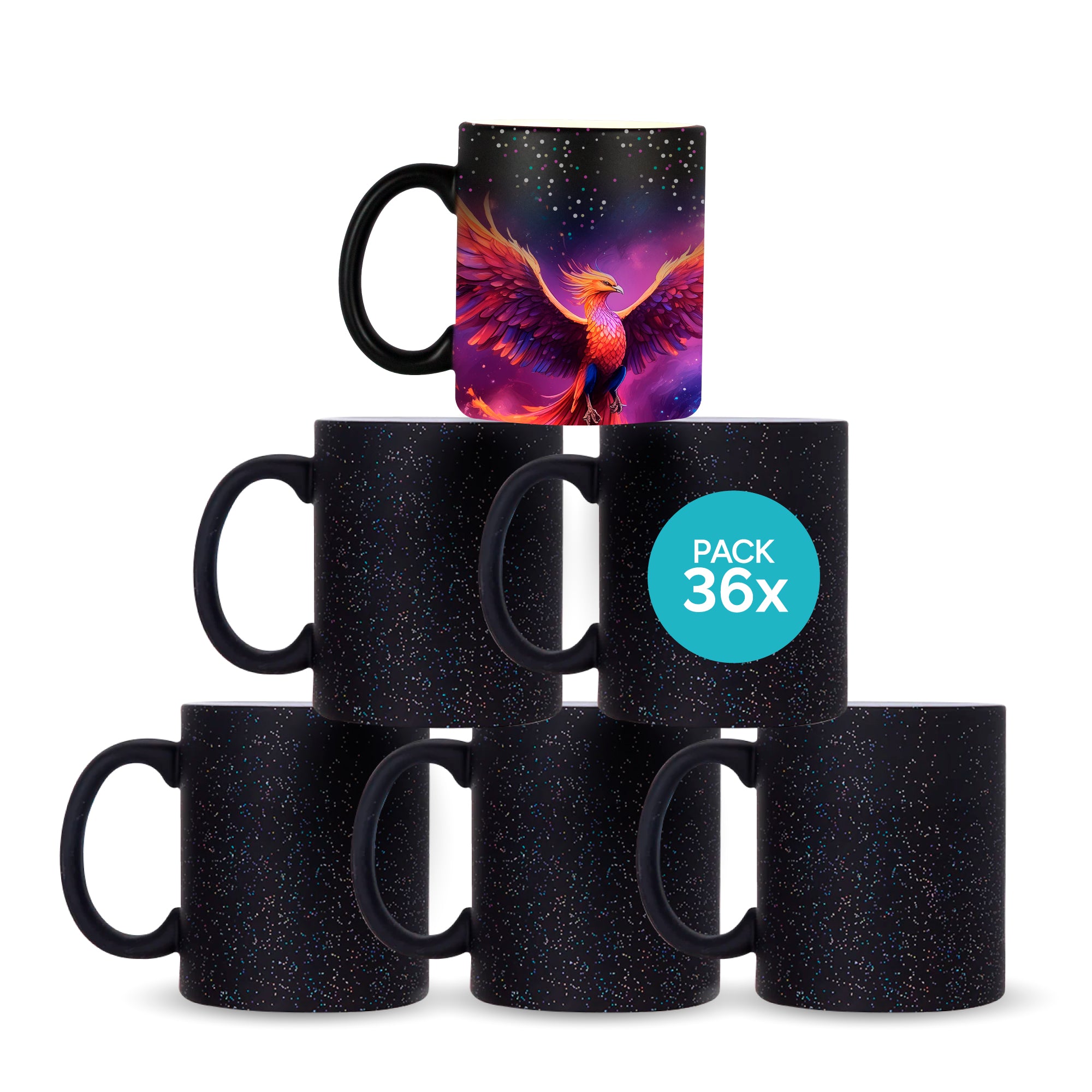 Glitter Black magic mug for sublimation 11 oz - By Box of 12 and 36