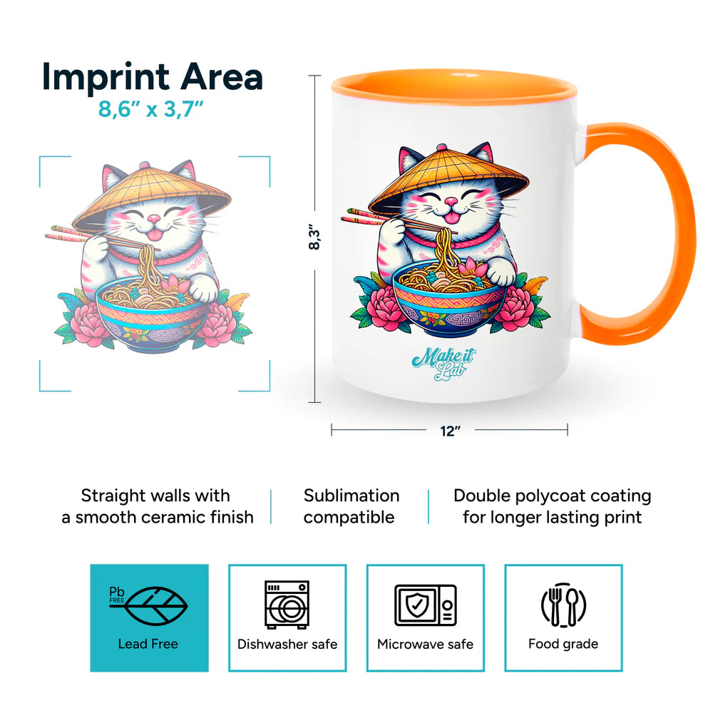 Colored inside and on handles for sublimation 11 oz
