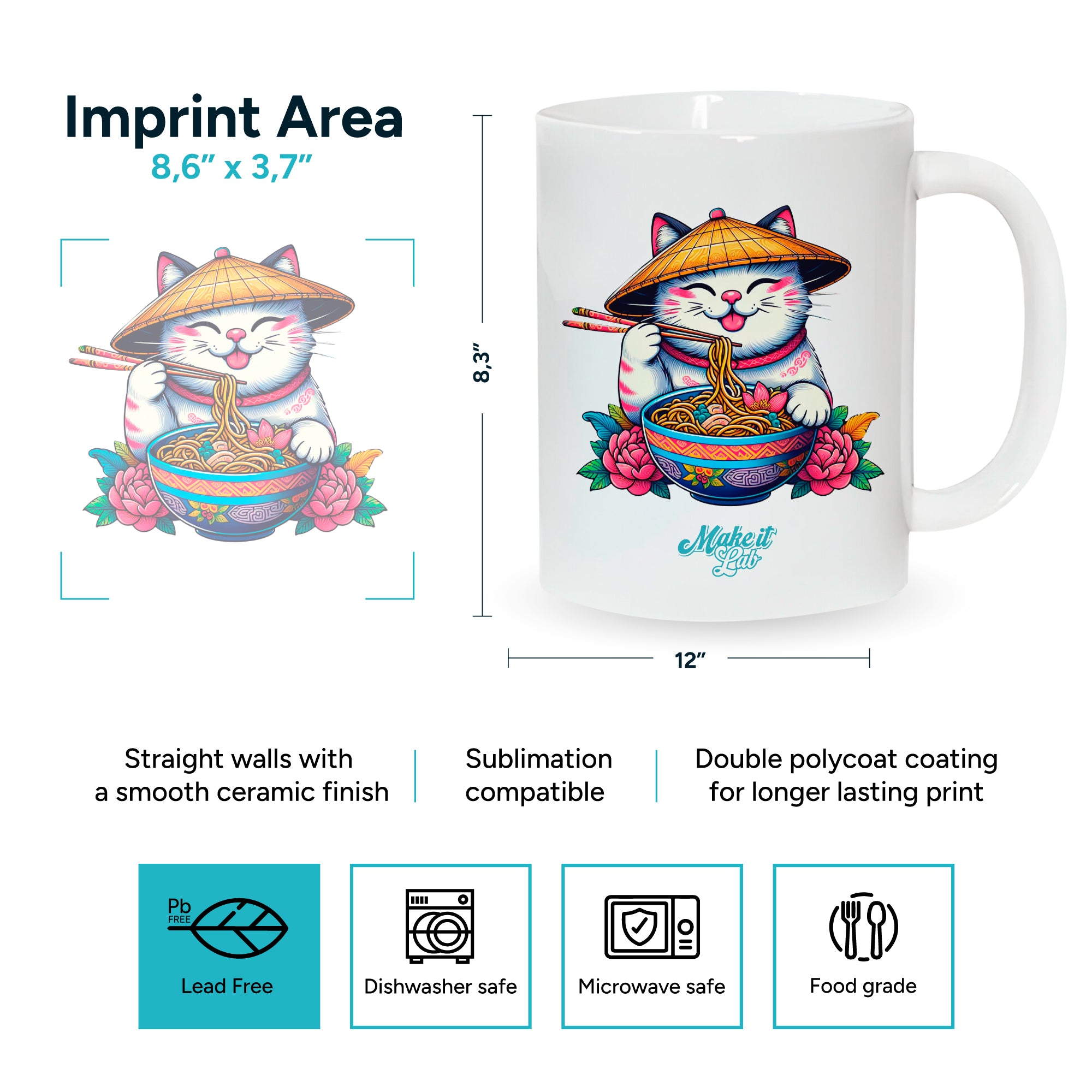 White mugs for sublimation 15 oz (box of 12 units and 36 units)