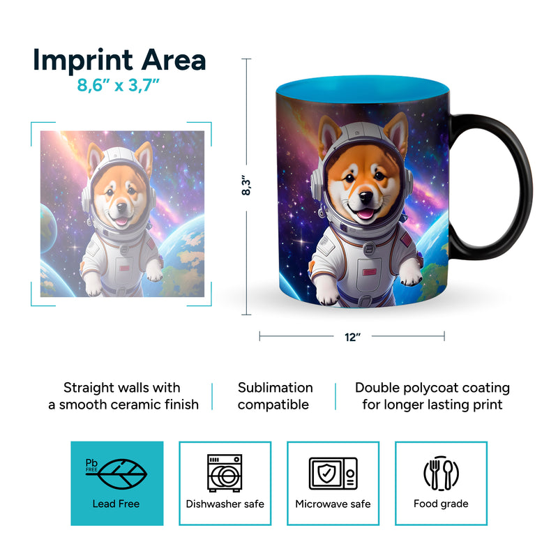 Black magic mugs light-blue-color inside for sublimation 11 oz (box of 12 and 36 units)