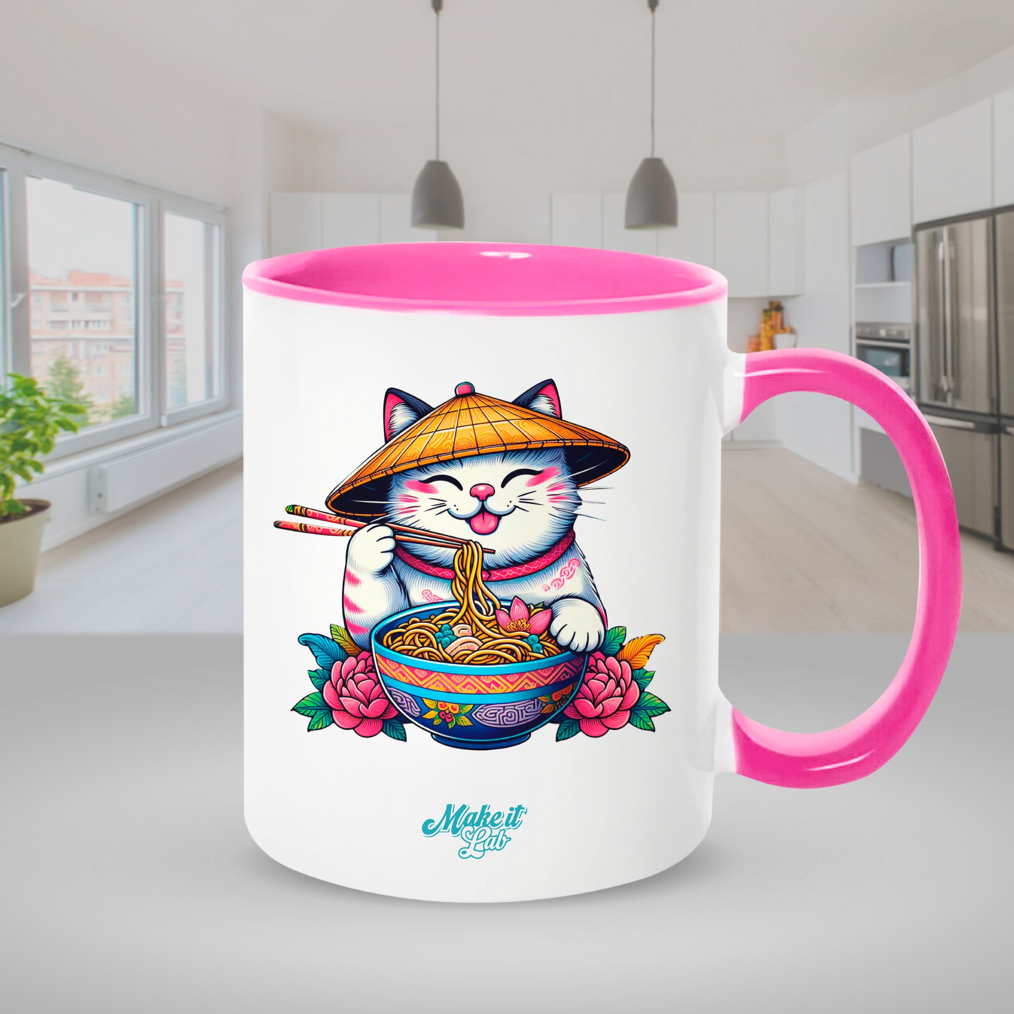 Pink mugs inside and on handles for sublimation 11 oz (box of 12 and 36 units)