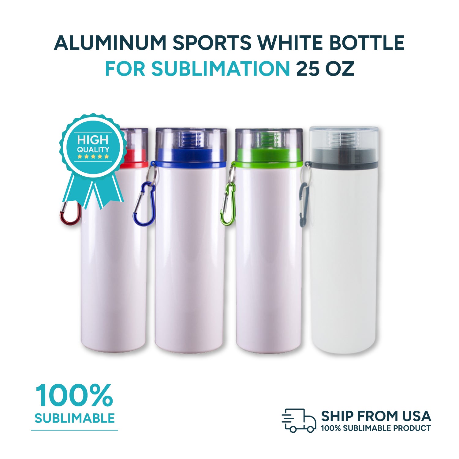 Aluminum sports white bottle for sublimation 25 oz