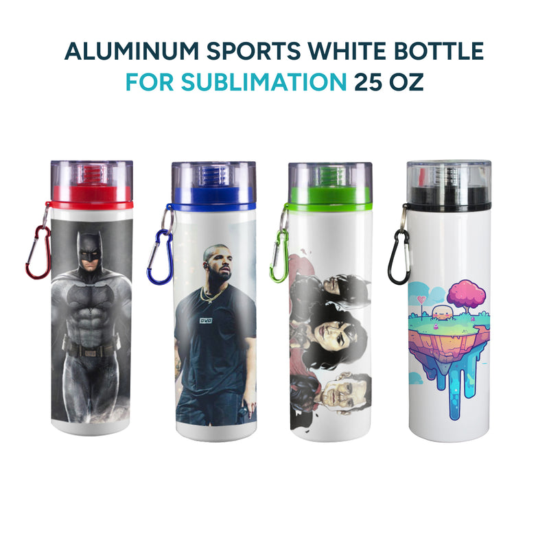 Aluminum sports white bottle for sublimation 25 oz