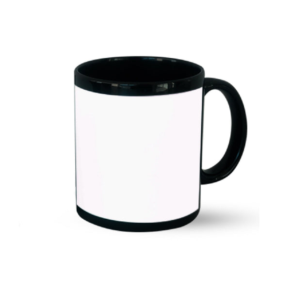 Black mug for sublimation w/white window 11 oz