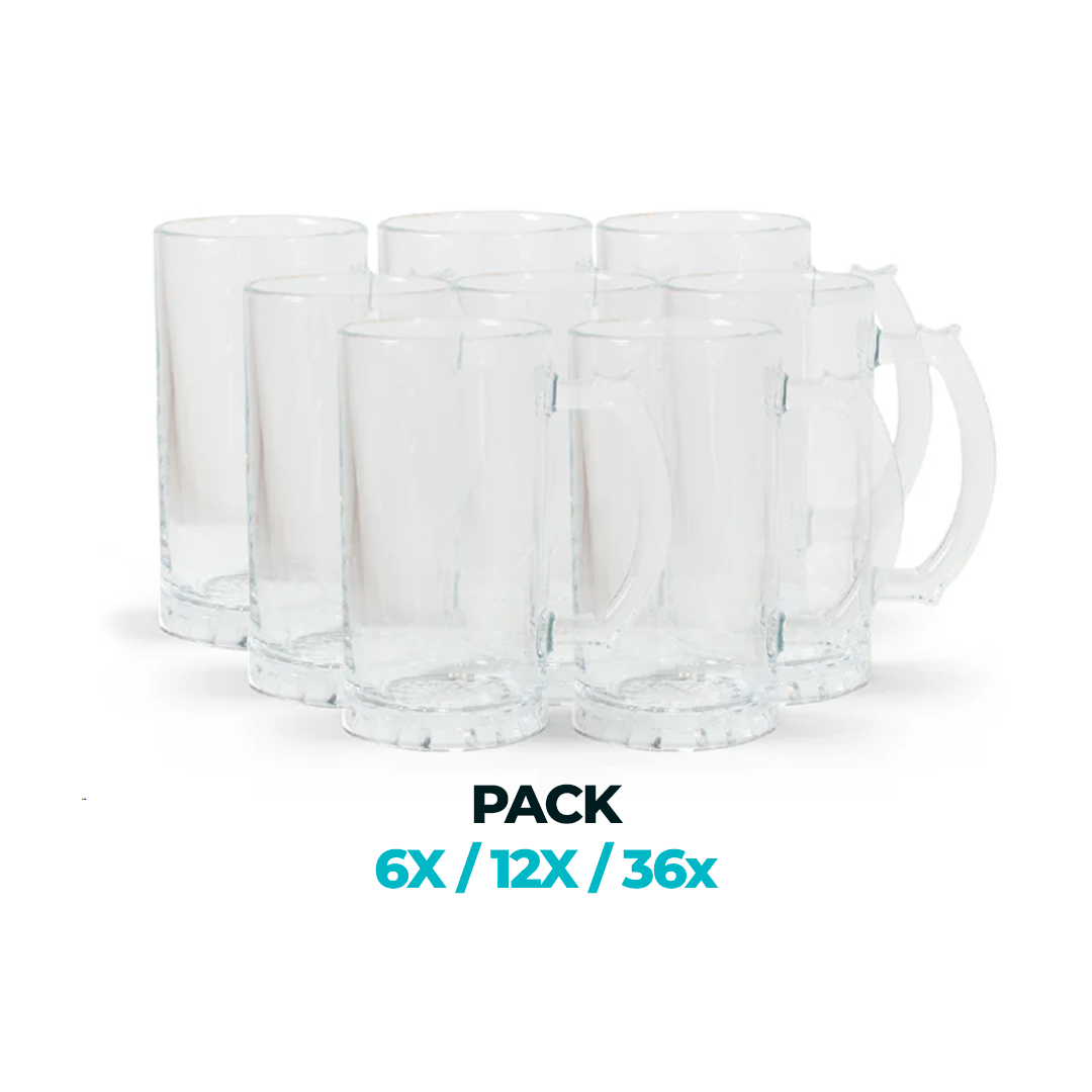 Clear Beer Mugs for Sublimation 16 oz  Add your Photo Text or Graphic Design on Personalize Beer Mug. (Box of 6, 12 and 36 units)