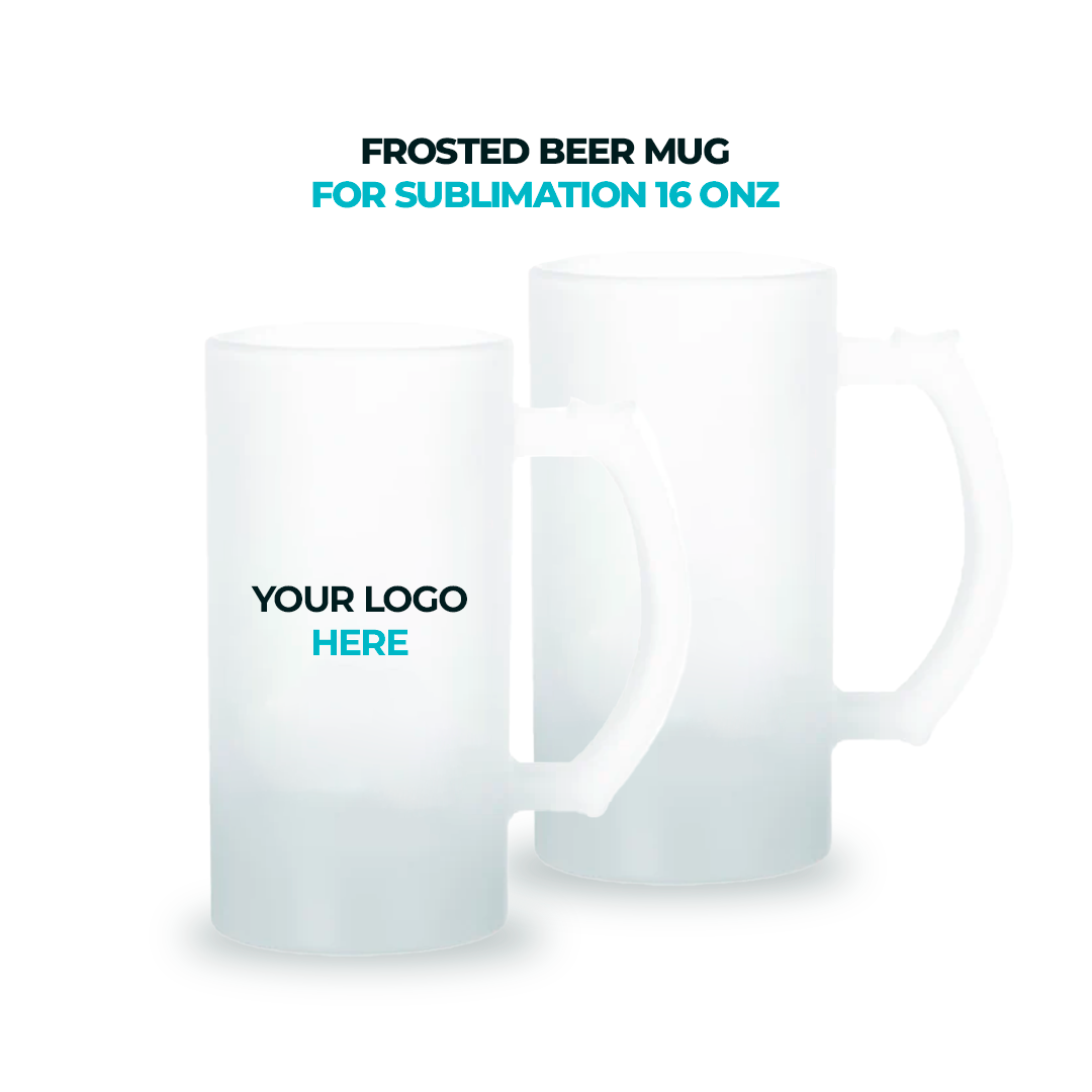 Frosted Beer Mugs for Sublimation 16 oz  Add your Photo Text or Graphic Design on Personalize Beer Mug. (Box of 6, 12 and 34 units)