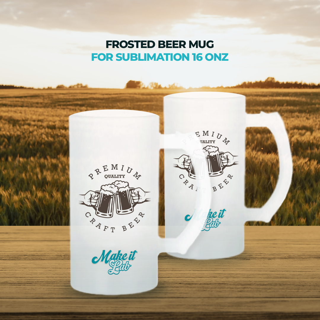 Frosted Beer Mugs for Sublimation 16 oz  Add your Photo Text or Graphic Design on Personalize Beer Mug. (Box of 6, 12 and 34 units)