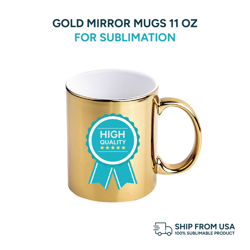 Garage Sale Gold mirror mugs for sublimation 11 oz (box of 12 and 36 units)