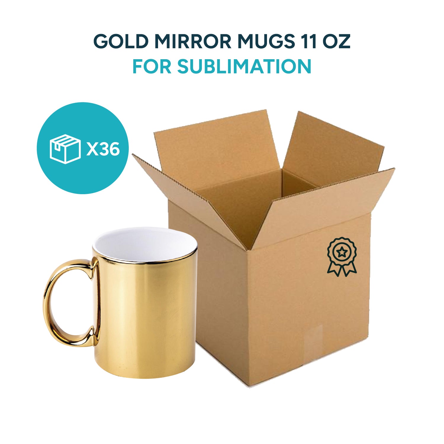 Garage Sale Gold mirror mugs for sublimation 11 oz (box of 12 and 36 units)