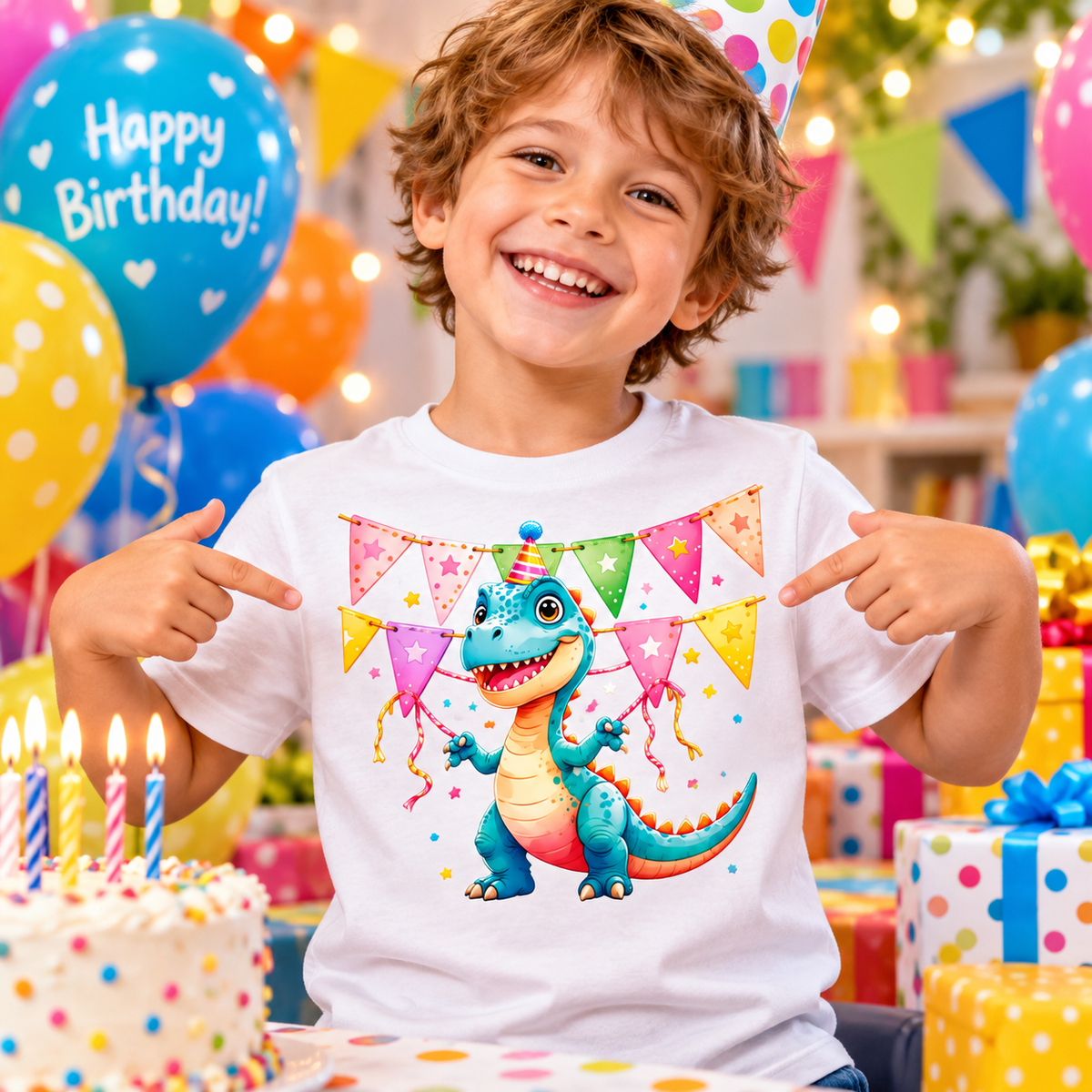 Printed DTF Sheets by Yards - Cute Birthday Dinosaurs