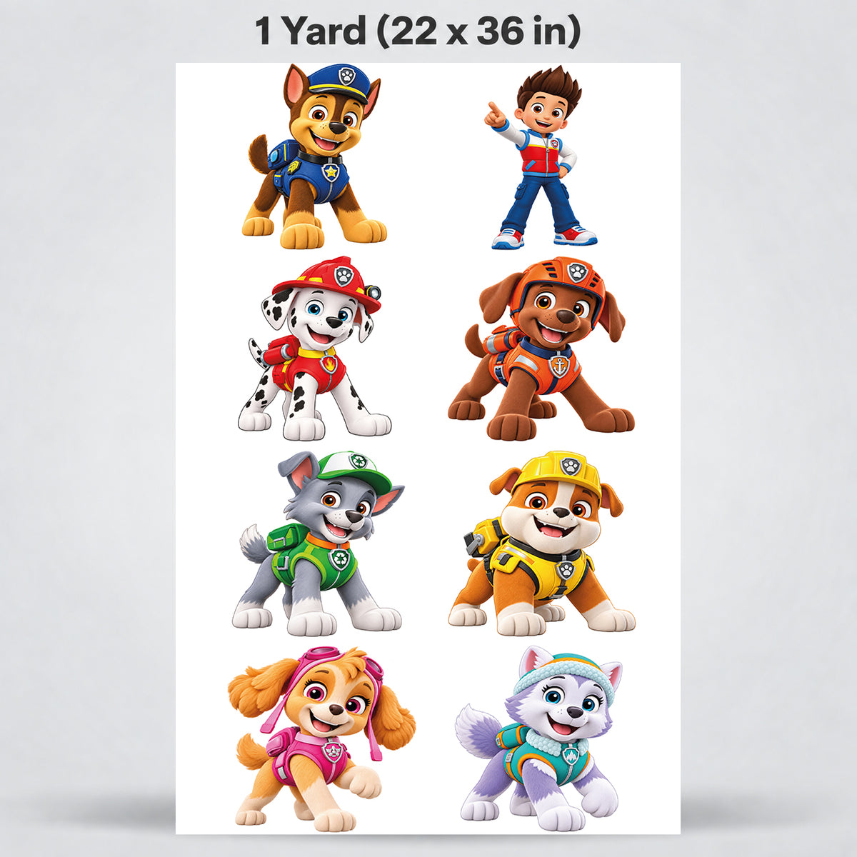 Printed DTF Sheets by Yards - Hero Pups Adventure