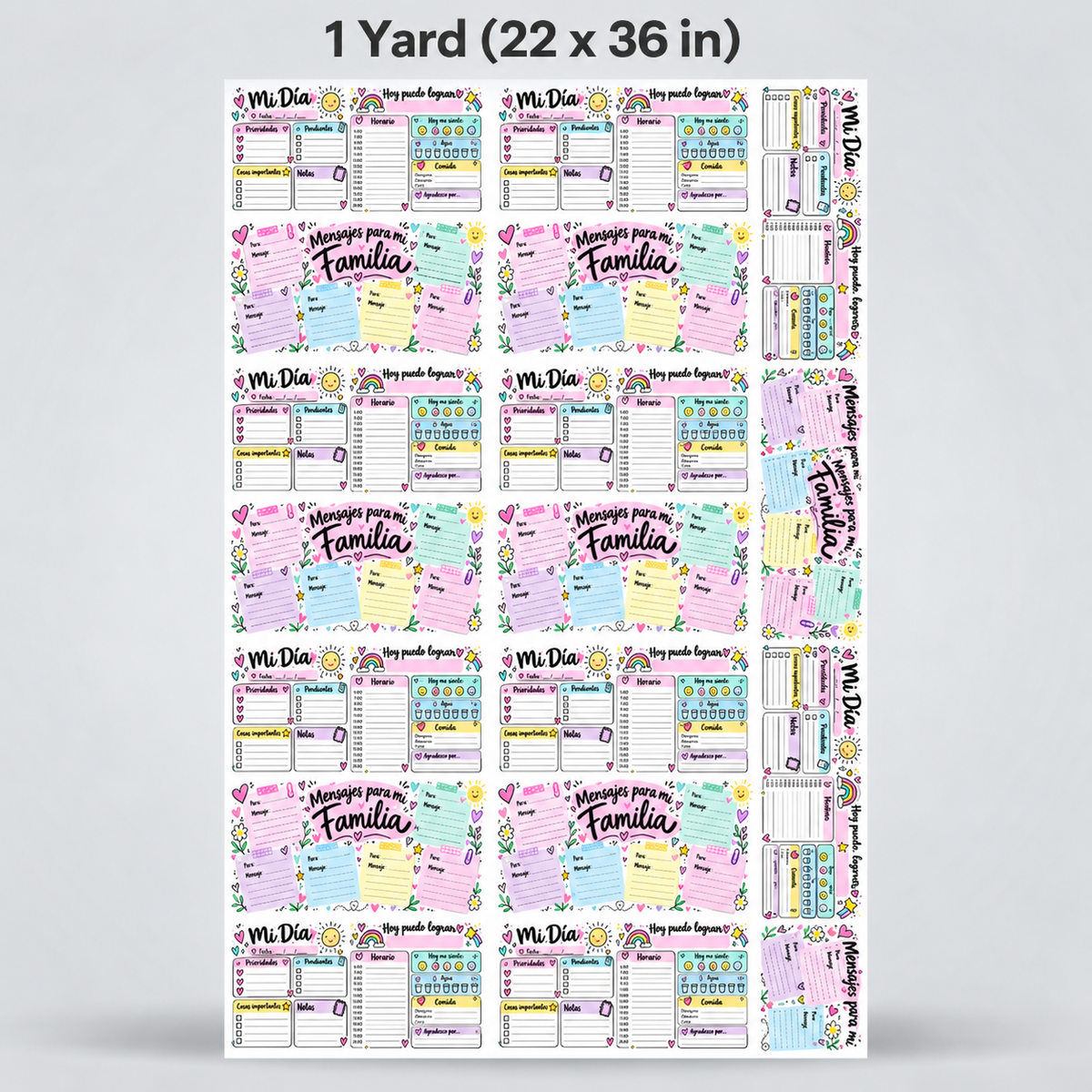 Sublimation Sheets Printed By Yards -  Cute Daily Planner & Family Notes