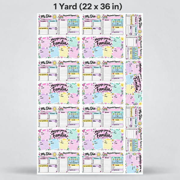 Sublimation Sheets Printed By Yards -  Cute Daily Planner & Family Notes