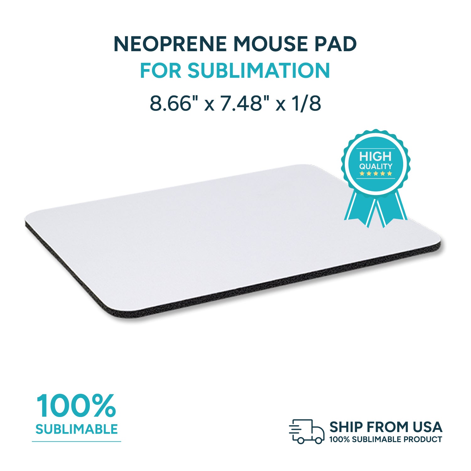 Neoprene mouse pad for sublimation size (8.66