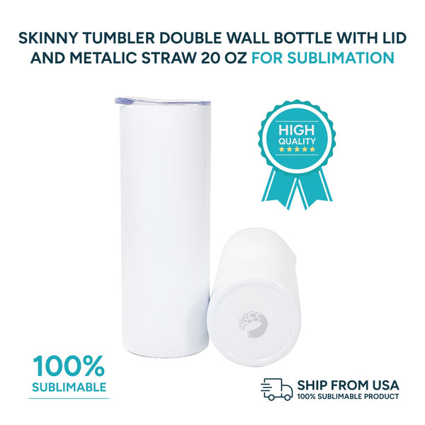 20 oz. tumbler Double Wall Bottle With Lid and Metal straw