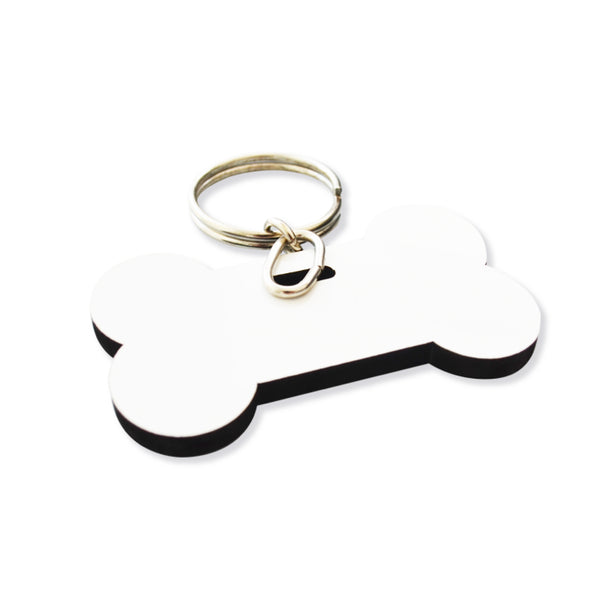 White Bone Plate Shaped Steel Keychain