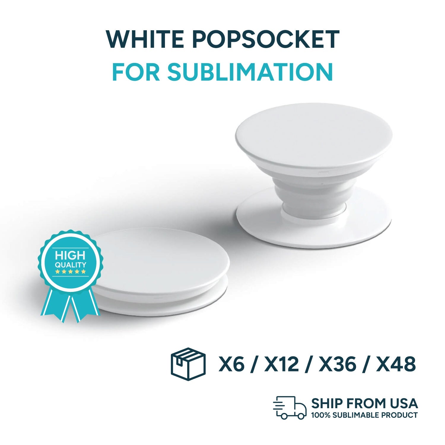 White Popsocket (Bags of 6 ,12, 36, 48)