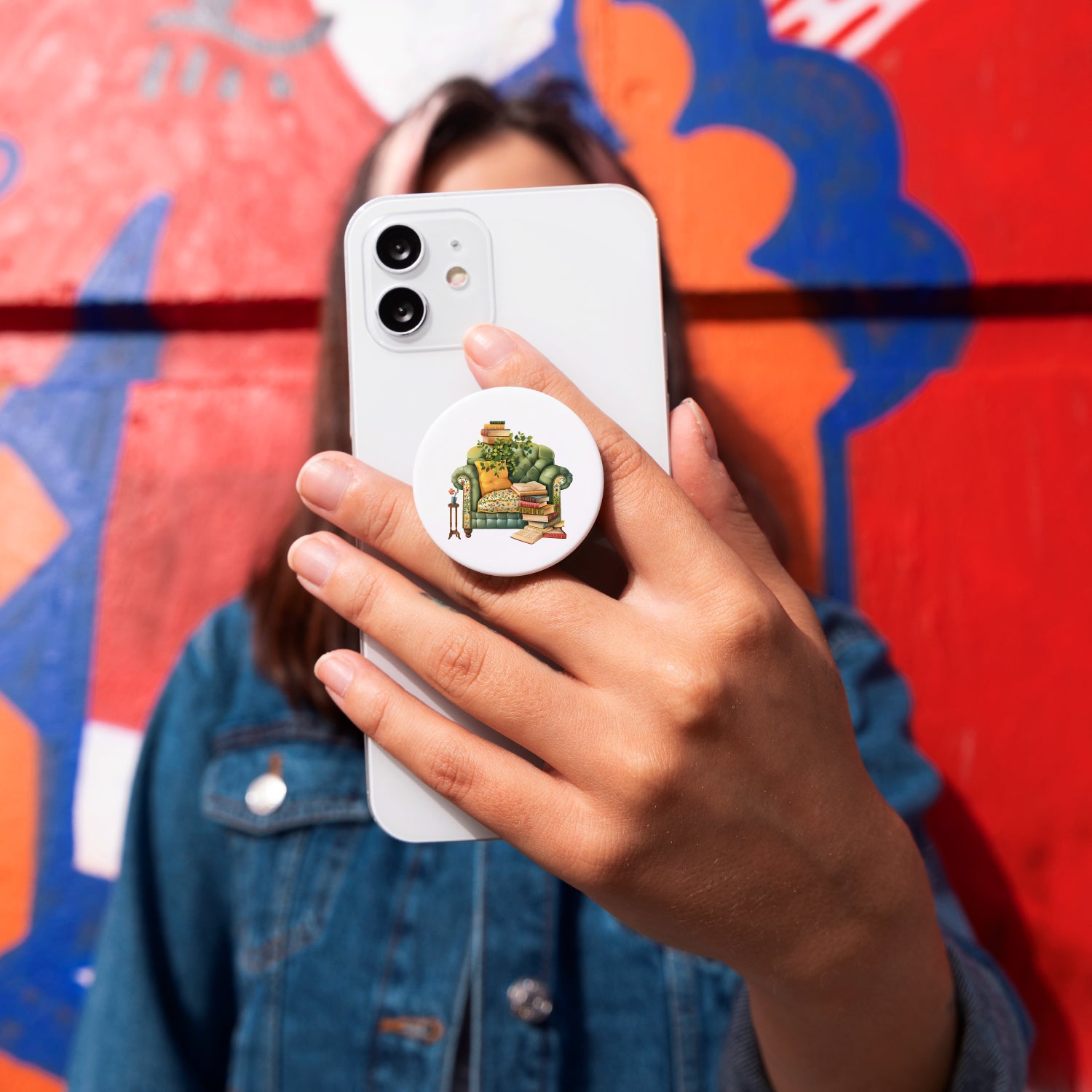White Pop socket Phone Holder