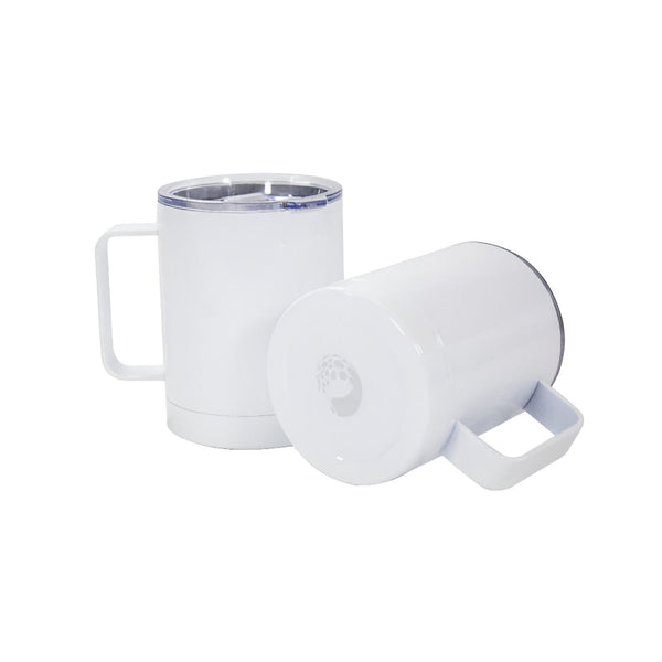 White stainless steel tumbler with handle 400 ml for sublimation