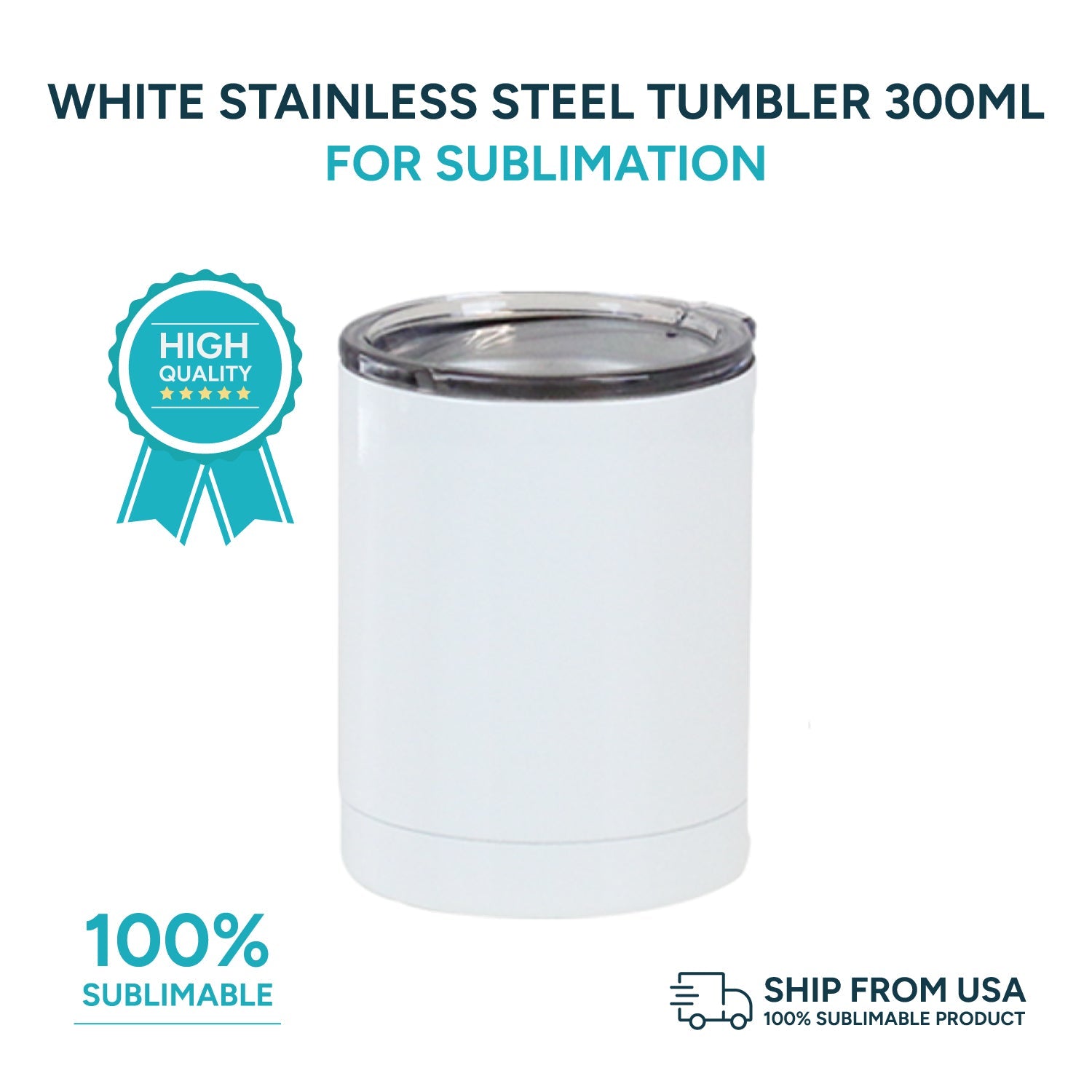 White stainless steel tumbler without handle 400 ml