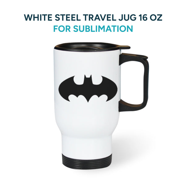 White steel travel jug for sublimation 16 oz (Unit and box of 6, 12 and 36 units)