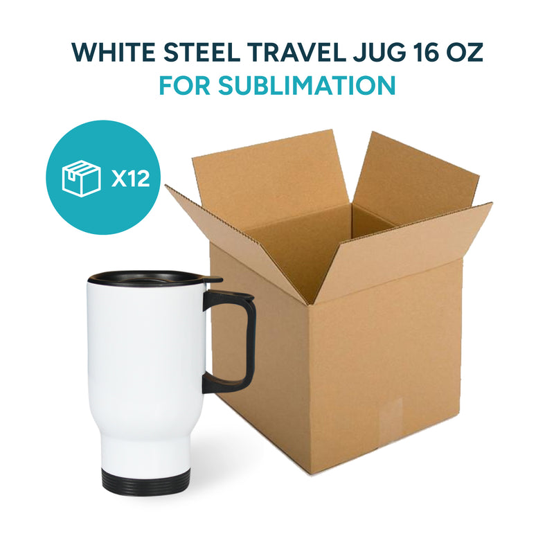 White steel travel jug for sublimation 16 oz (Unit and box of 6, 12 and 36 units)