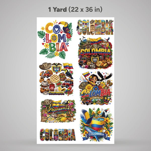 Printed DTF Sheets by Yards - Colombia Pride DTF Sheet Transfers – Colombian Culture & Heritage Designs