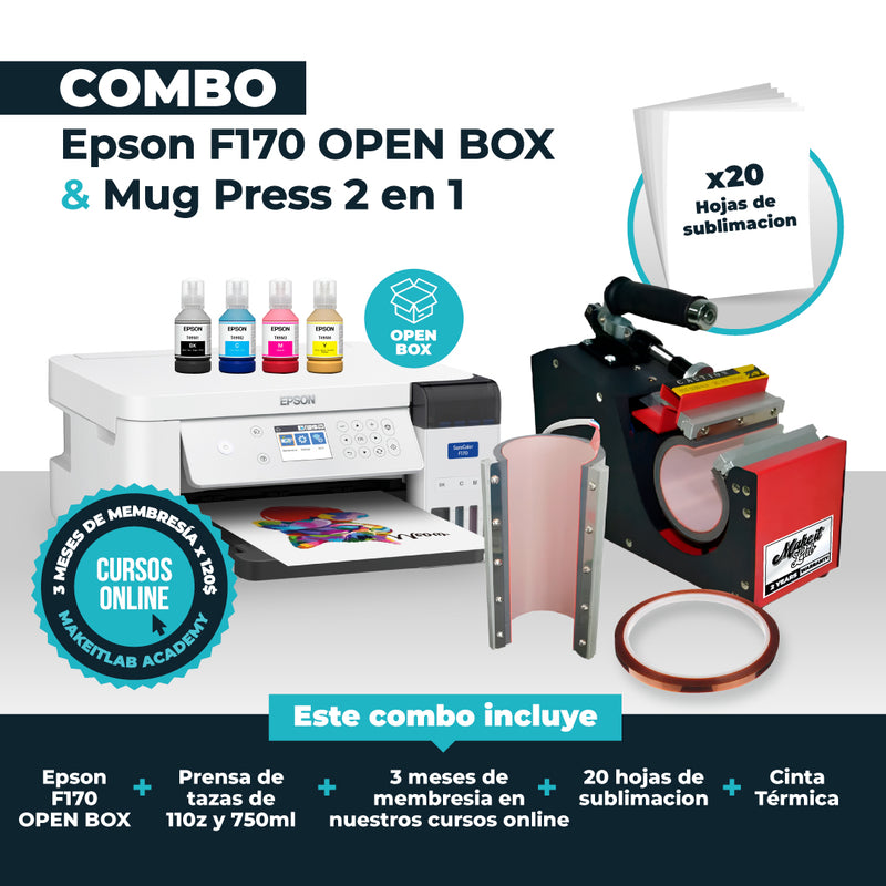 Combo Epson Open Box y Make It Lab Mug Press Machine 2 in 1