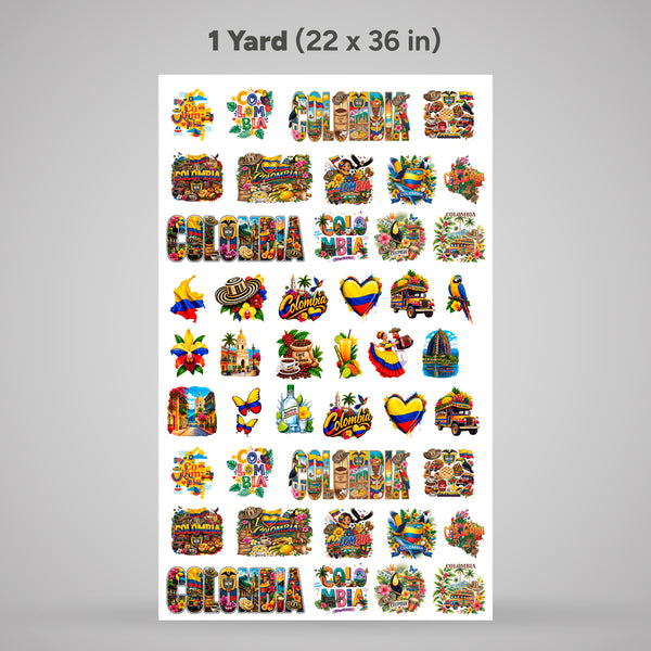 Colombia UV DTF Sticker Pack – Colombian Culture, Coffee, Flag & Tropical Designs