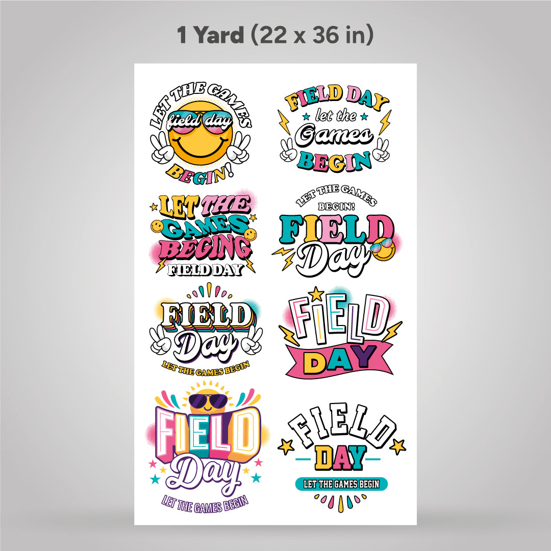 Printed DTF Sheets by Yards - Let the Games Begin – Field Day Retro School Collection