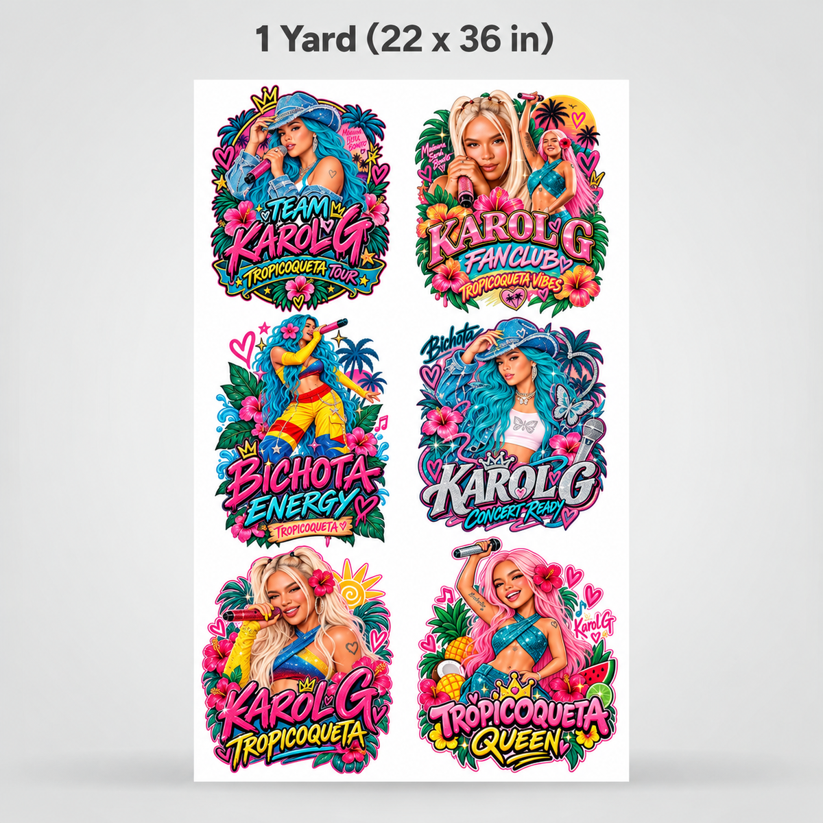 Printed DTF Sheets by Yards - Tropicoqueta Queen Collection – Tropical Pop Vibes