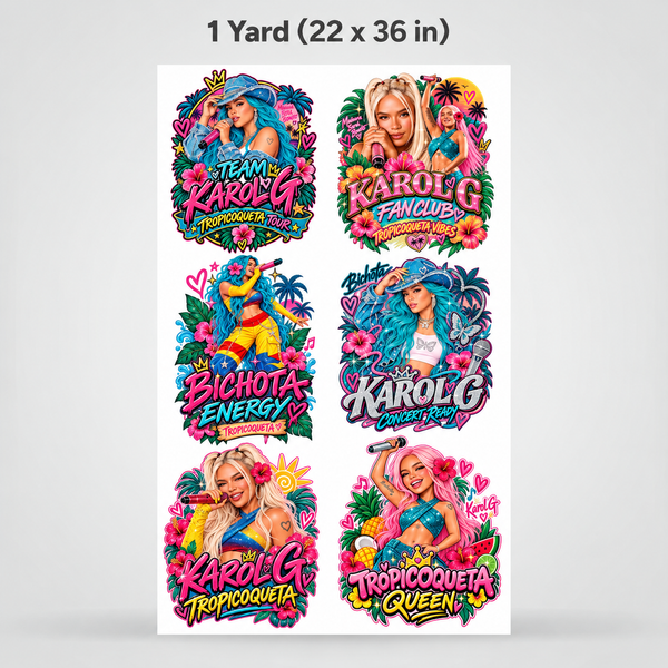 Printed DTF Sheets by Yards - Tropicoqueta Queen Collection – Tropical Pop Vibes