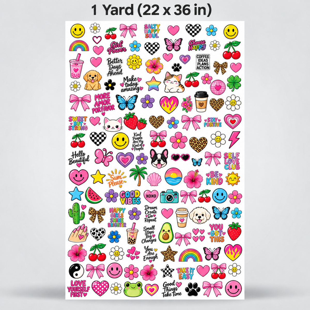UV DTF Sticker Pack - Pink Happy Vibes – Cute Coquette & Positive Designs