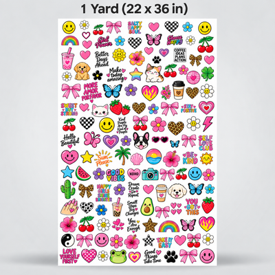 UV DTF Sticker Pack - Pink Happy Vibes – Cute Coquette & Positive Designs