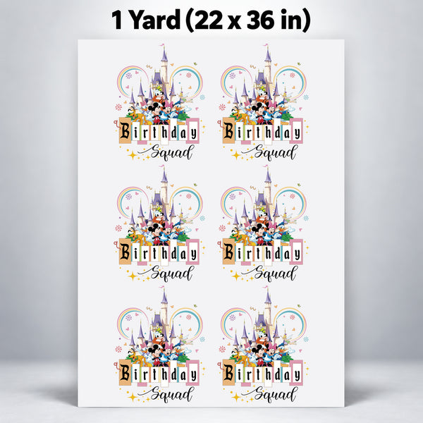 Printed DTF Sheets by Yards - Magical Friends Birthday Squad