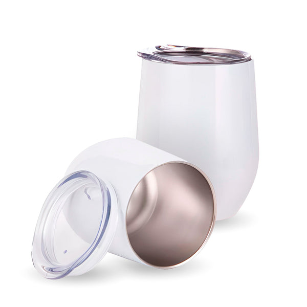 White 12 oz Double Wall Stainless Steel Eggball Tumbler