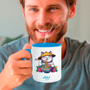 Light blue mugs inside and on handles for sublimation 11 oz
