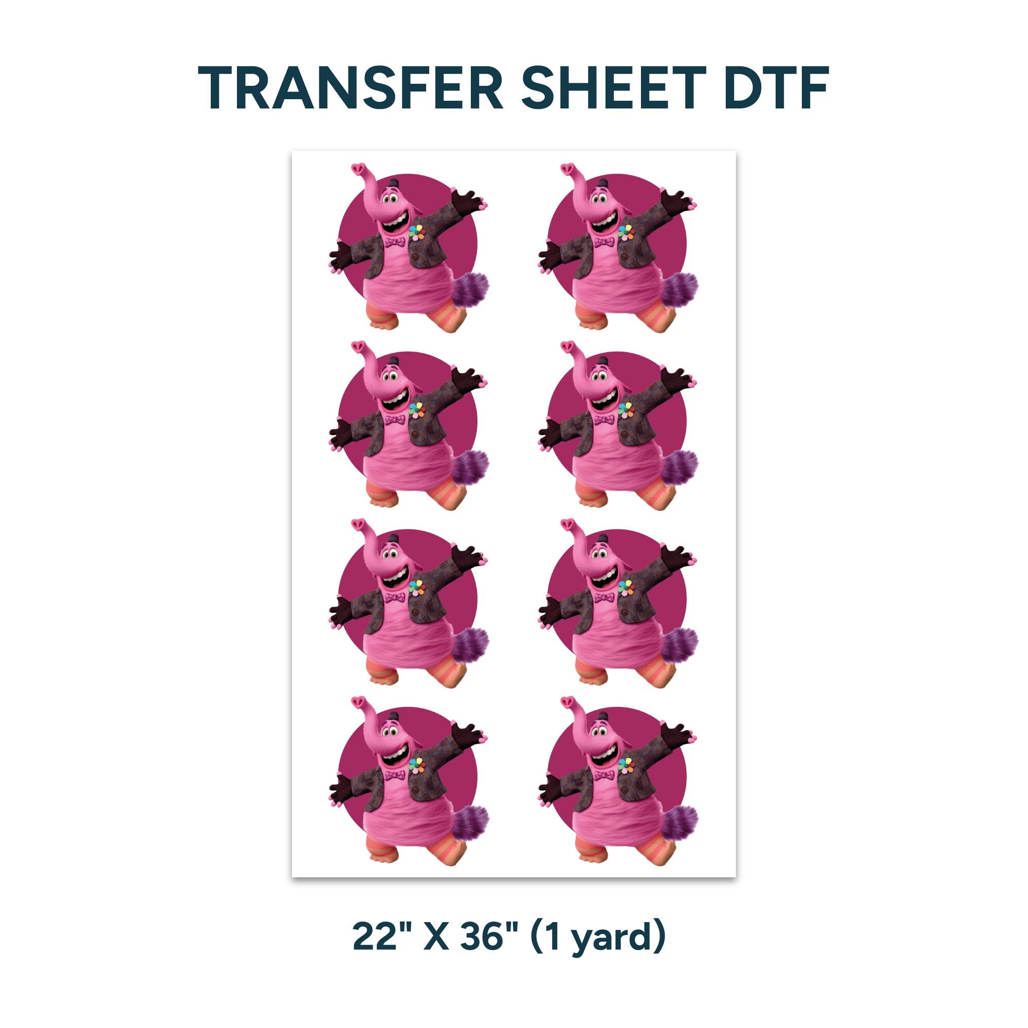 Printed DTF Sheets by Yards - Bing Bong Inside Out