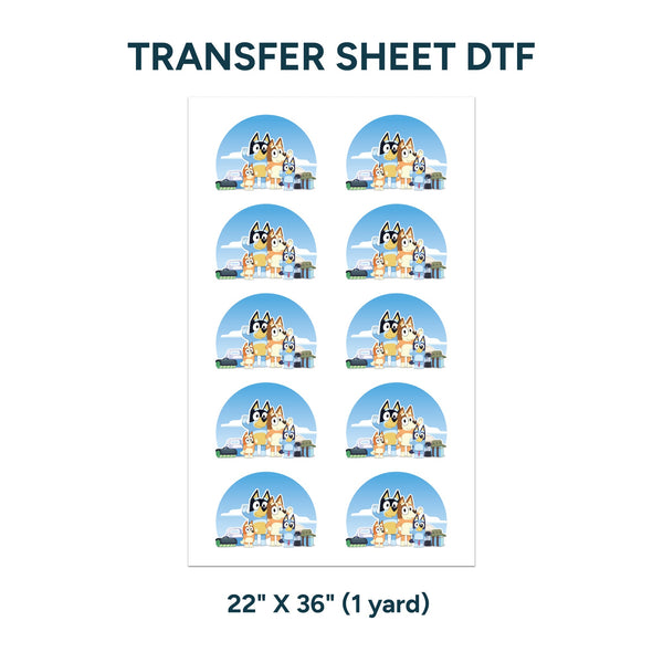 Printed DTF Sheets by Yards - Bluey design 1