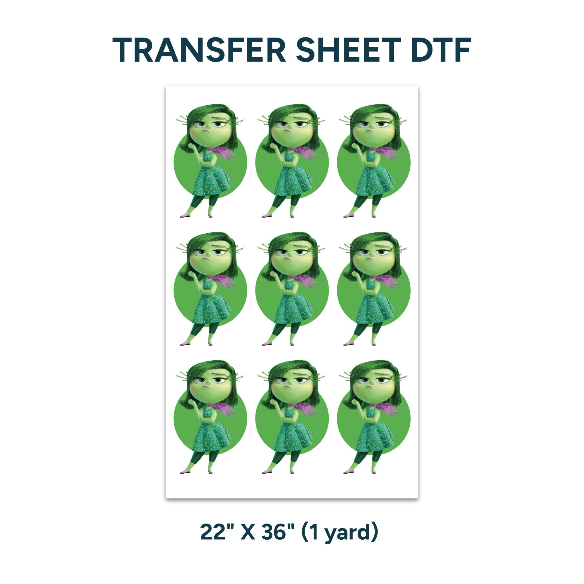Printed DTF Sheets by Yards - Disgust inside out