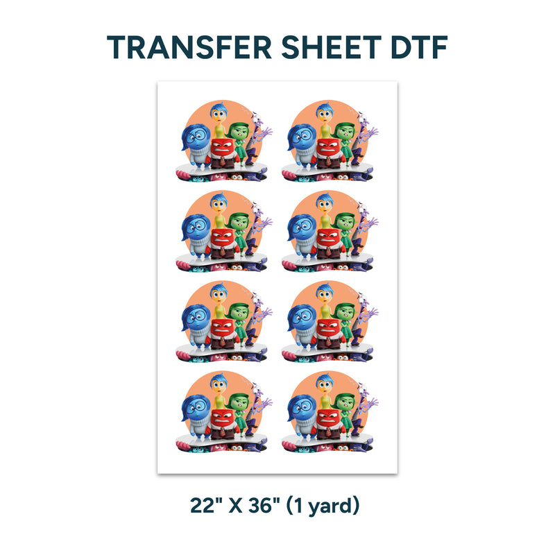 Printed DTF Sheets by Yards - Inside Out design 1