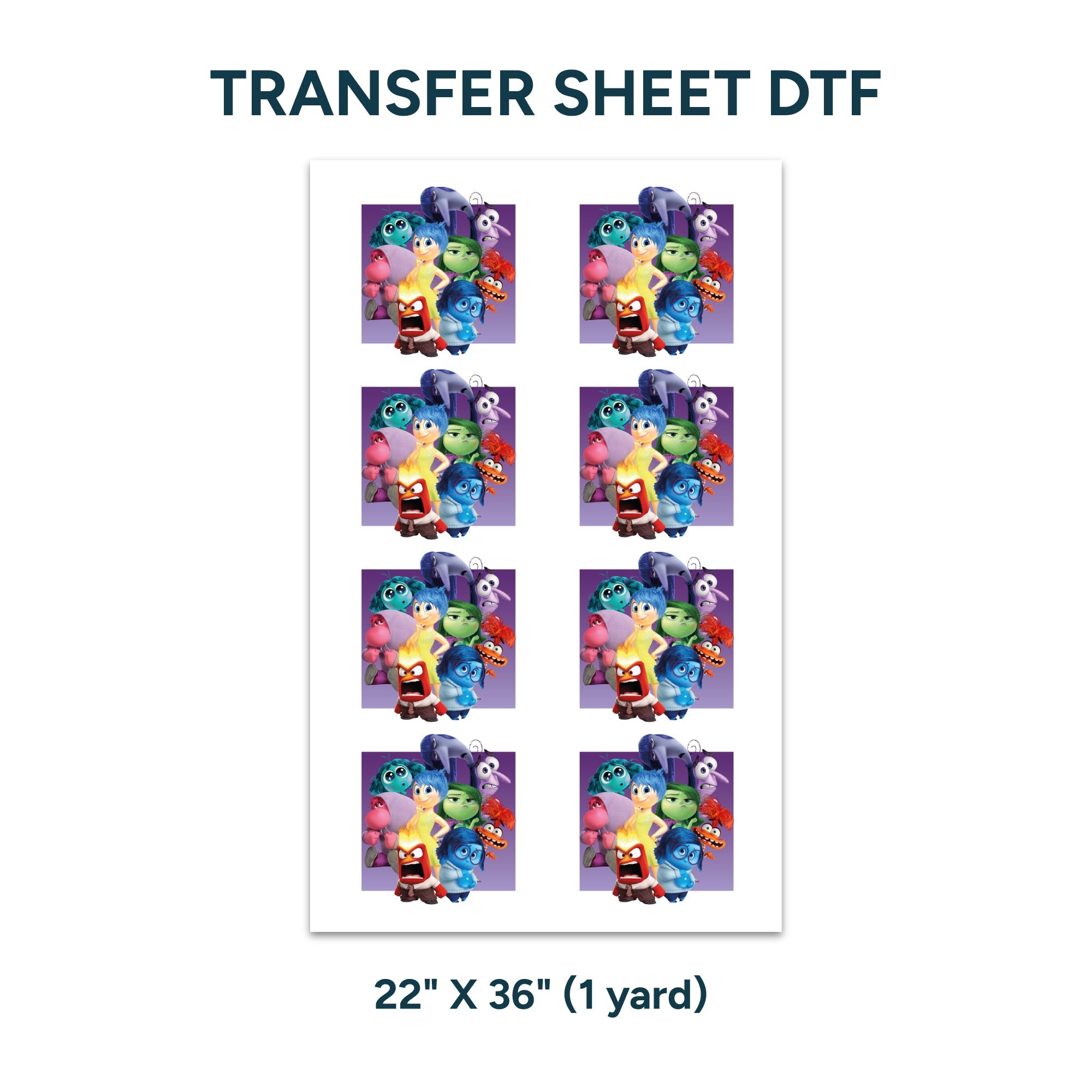 Printed DTF Sheets by Yards - Inside Out design 2