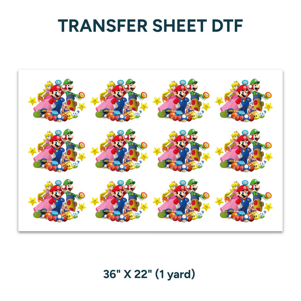 Printed DTF Sheets by Yards - Mario Bross